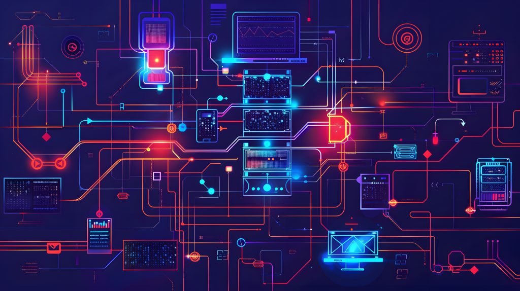 Graphic representing inter-connected devices