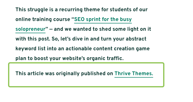 A guest post from the website Thrive Themes republished with a note about where it was originally published is highlighted in the introduction.